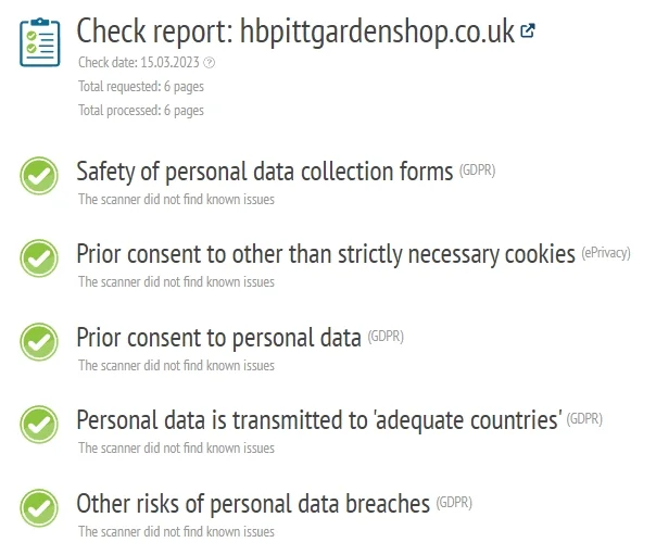 GDPR Report GDPR Test Result Sept 2022